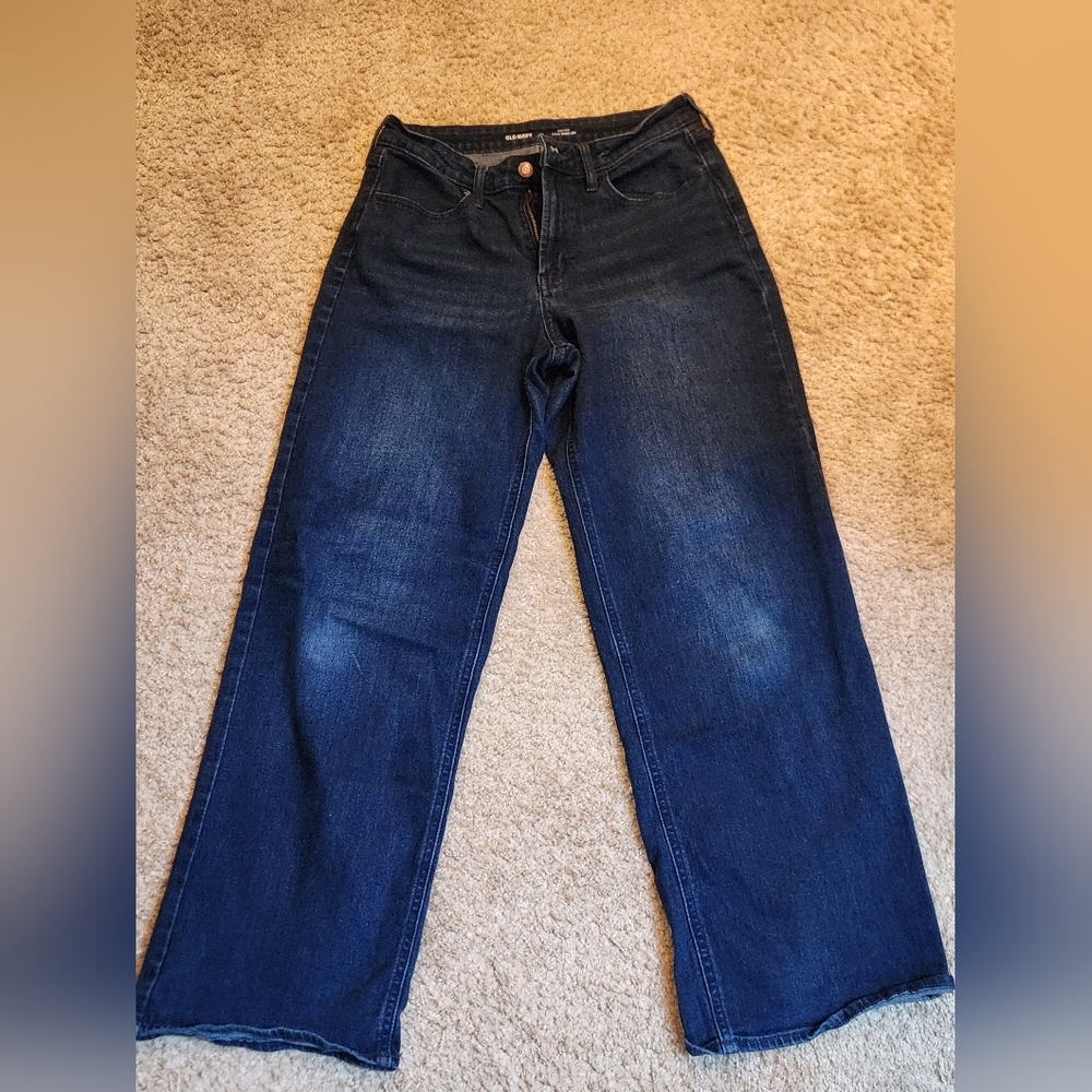 Women's Wide Leg Blue Jeans (8)